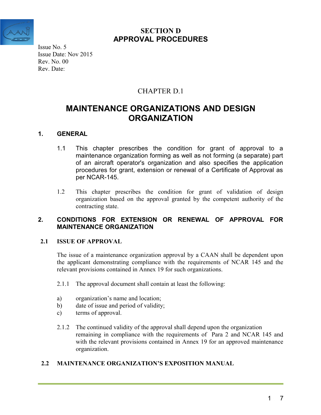 Maintenance Organizations and Design Organization