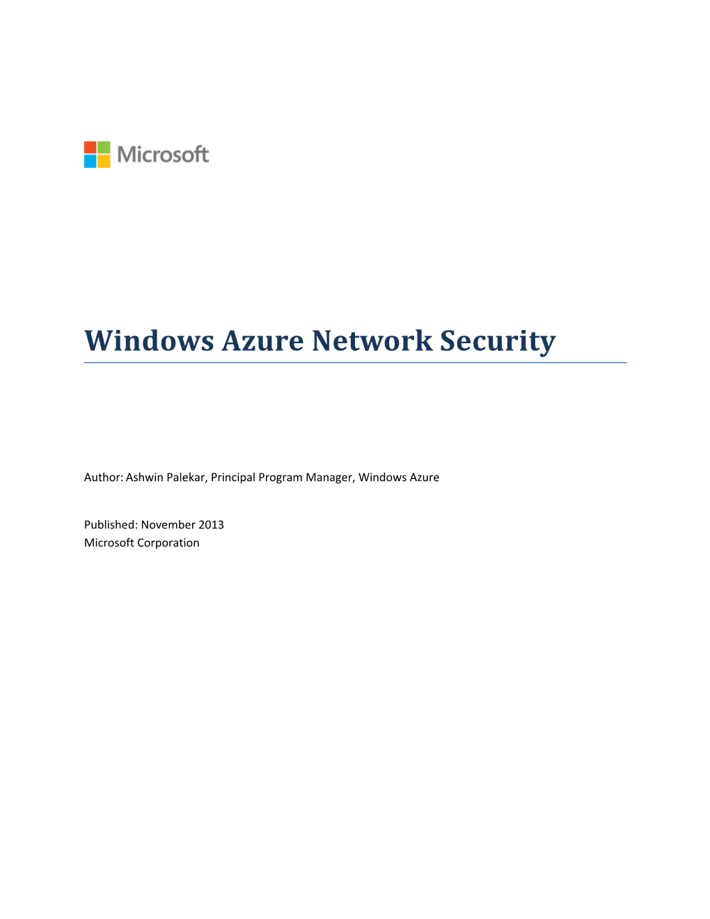 Windows Azure Network Security