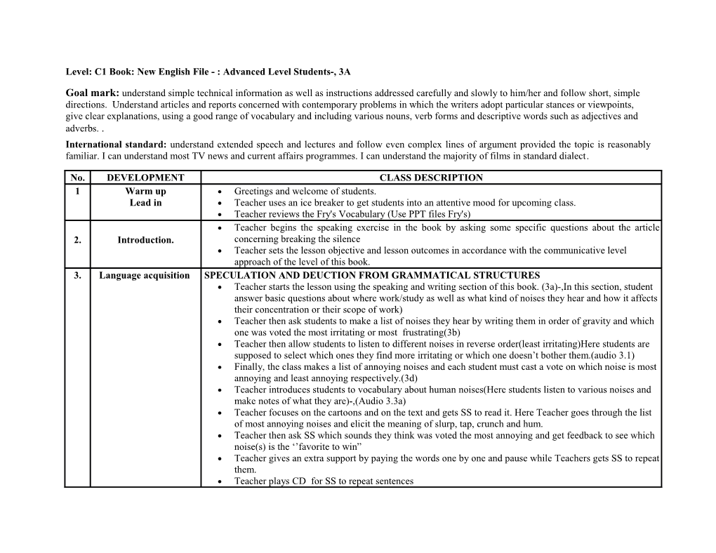 Level: C1 Book: New English File - : Advanced Level Students-, 3A