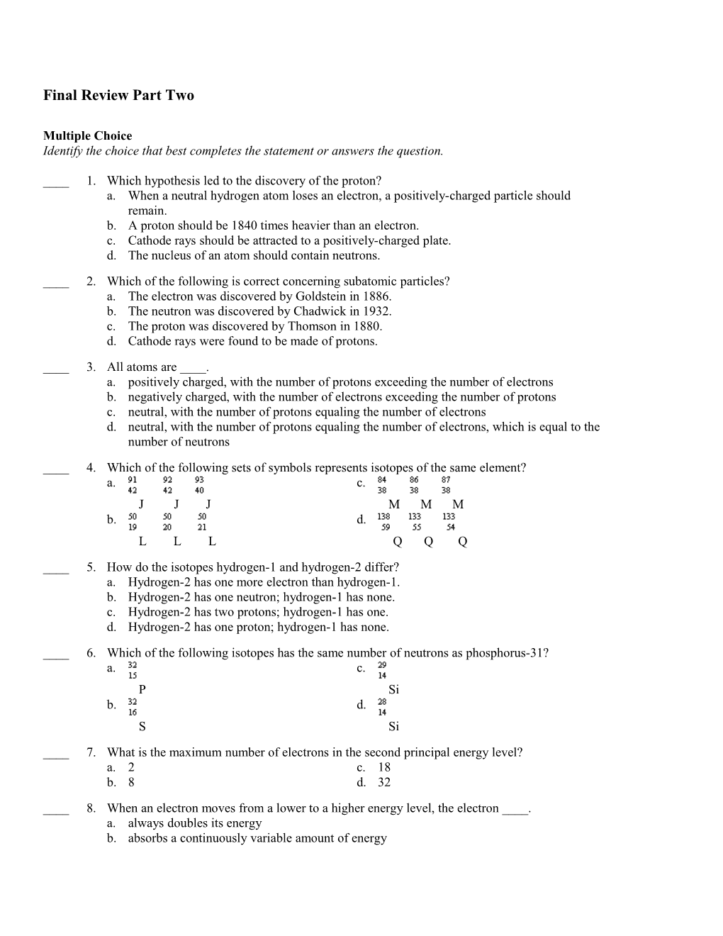 Final Review Part Two