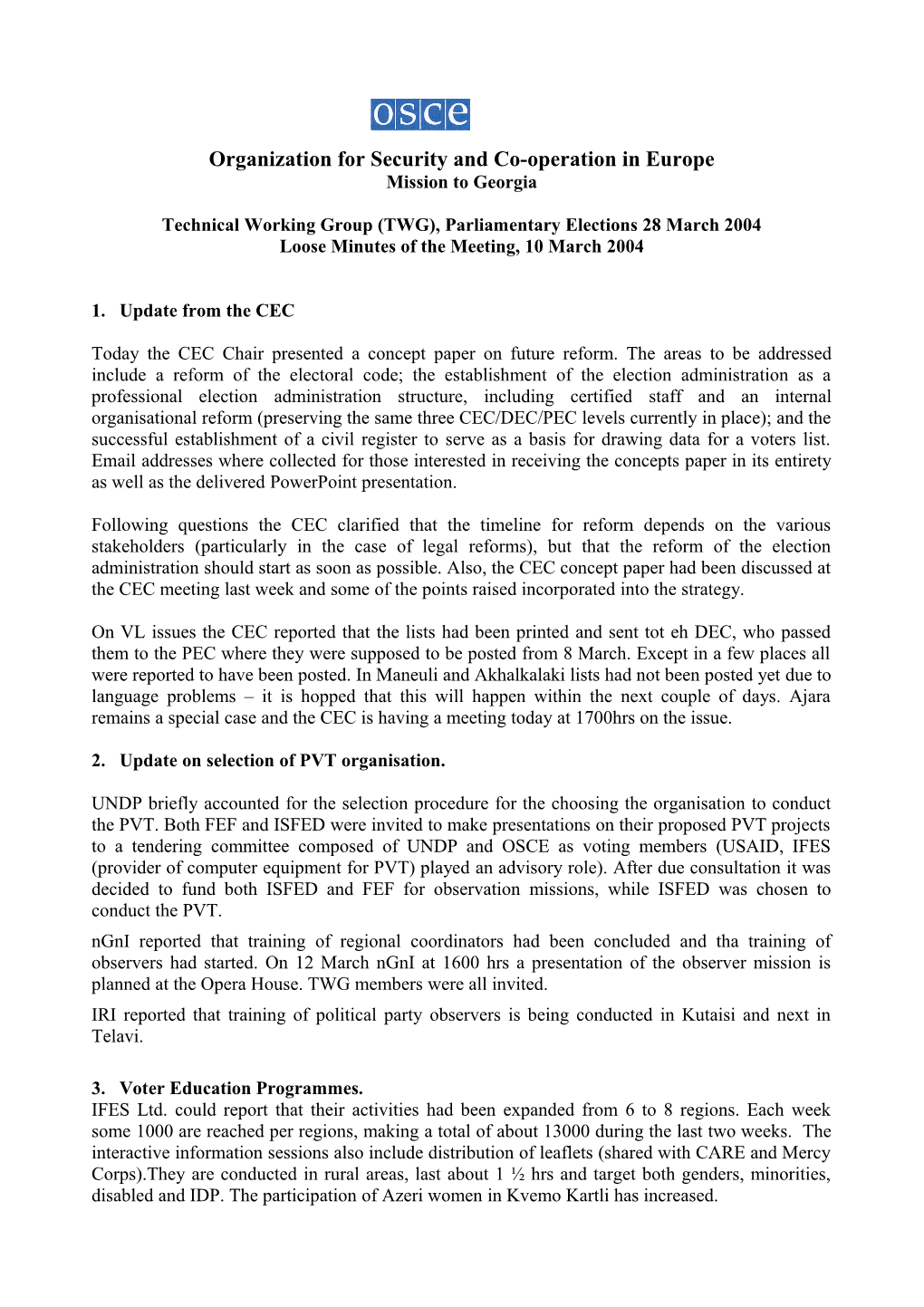 Organization for Security and Co-Operation in Europe