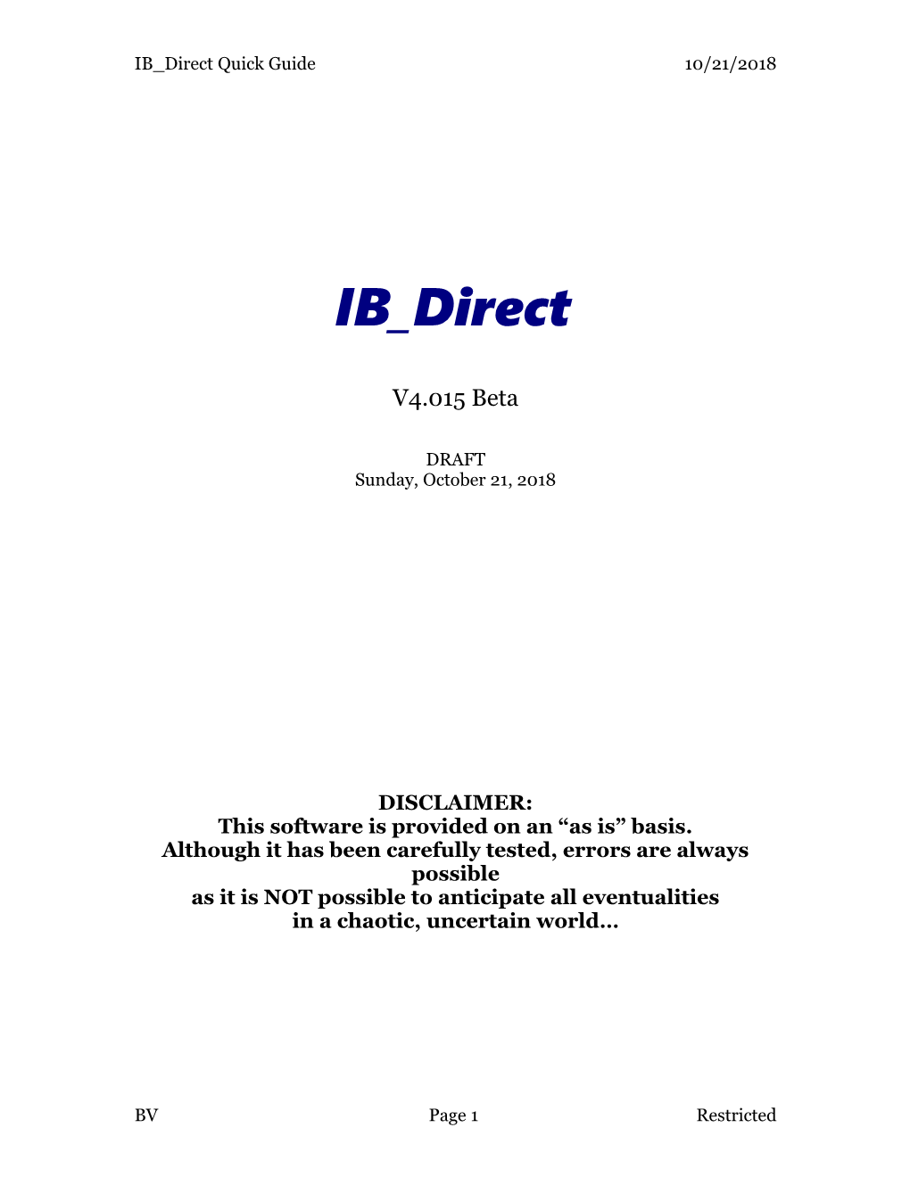 IB Direct Quick Guide10/29/2018