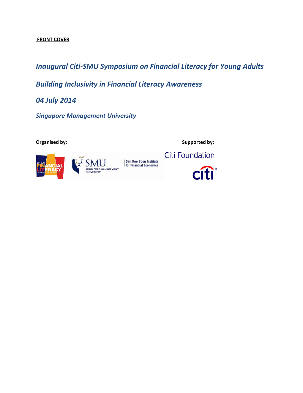 Inaugural Citi-SMU Symposium on Financial Literacy for Young Adults