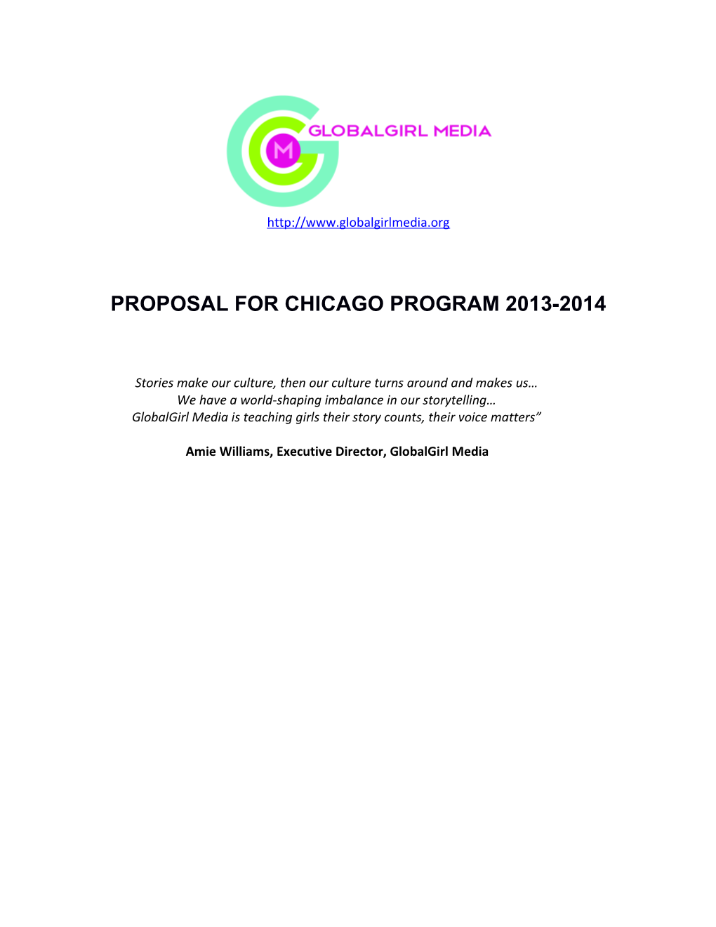 Proposal for Chicago Program 2013-2014