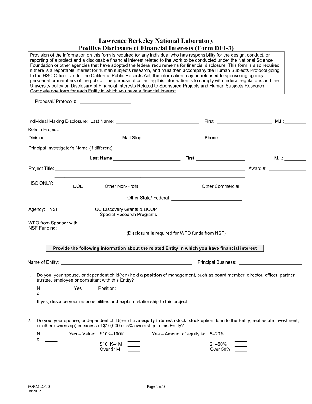 UCB NSF/NIH Form 9/5/95R