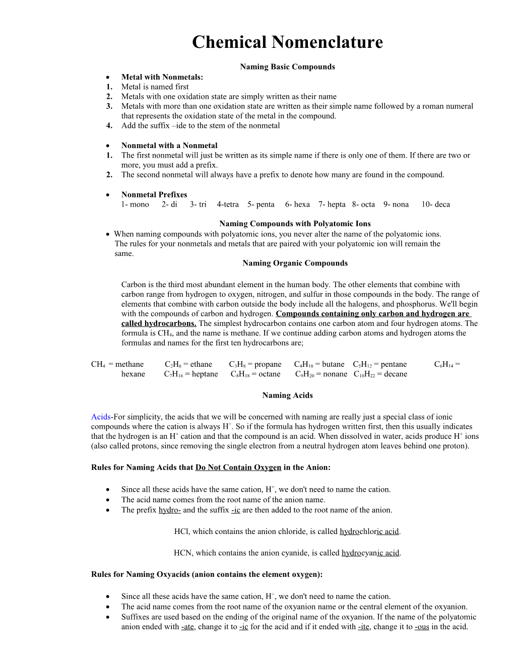 Chemical Nomenclature