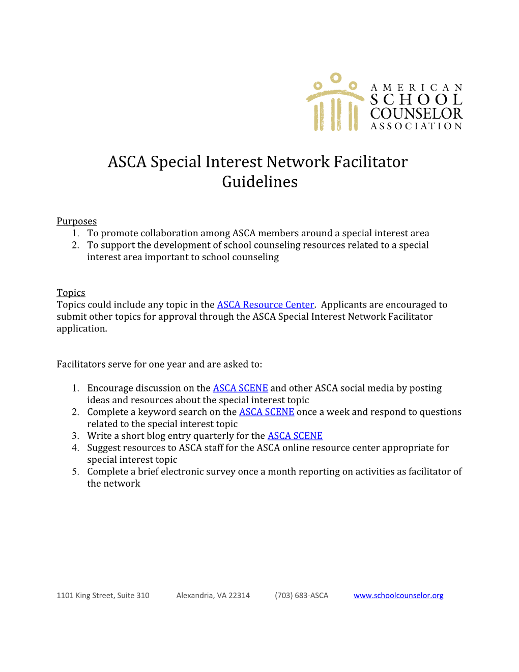 ASCA Special Interest Network Facilitator