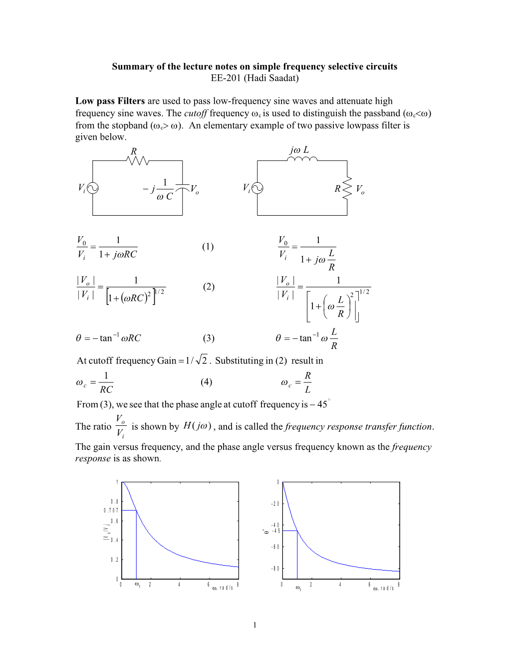 Simple Low Pass and High Pass Filter