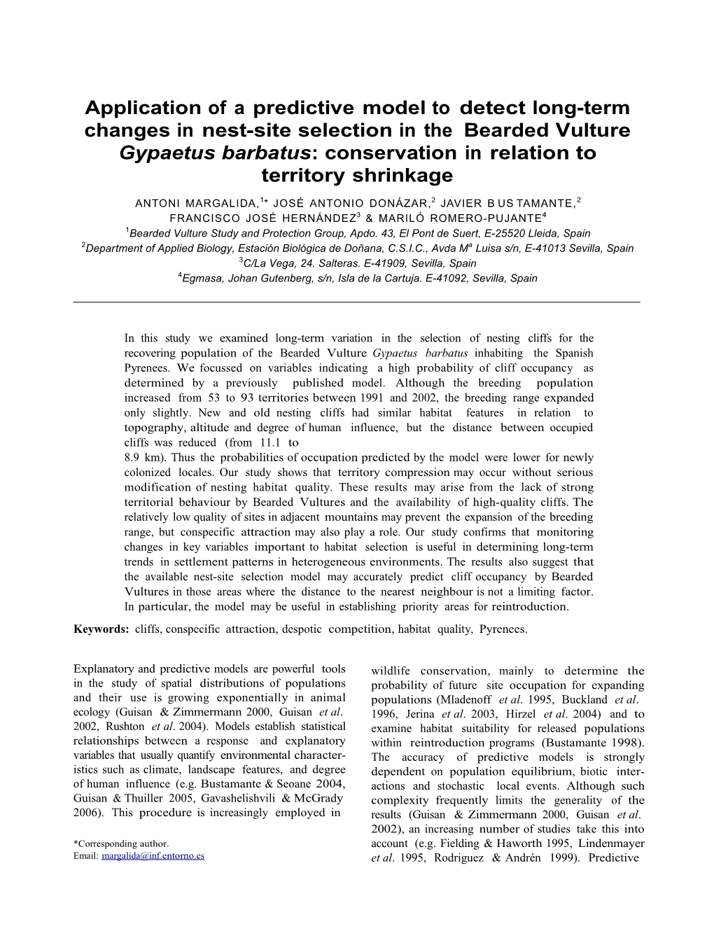 Application of a Predictive Model to Detect Long-Term Changes in Nest-Site Selection In