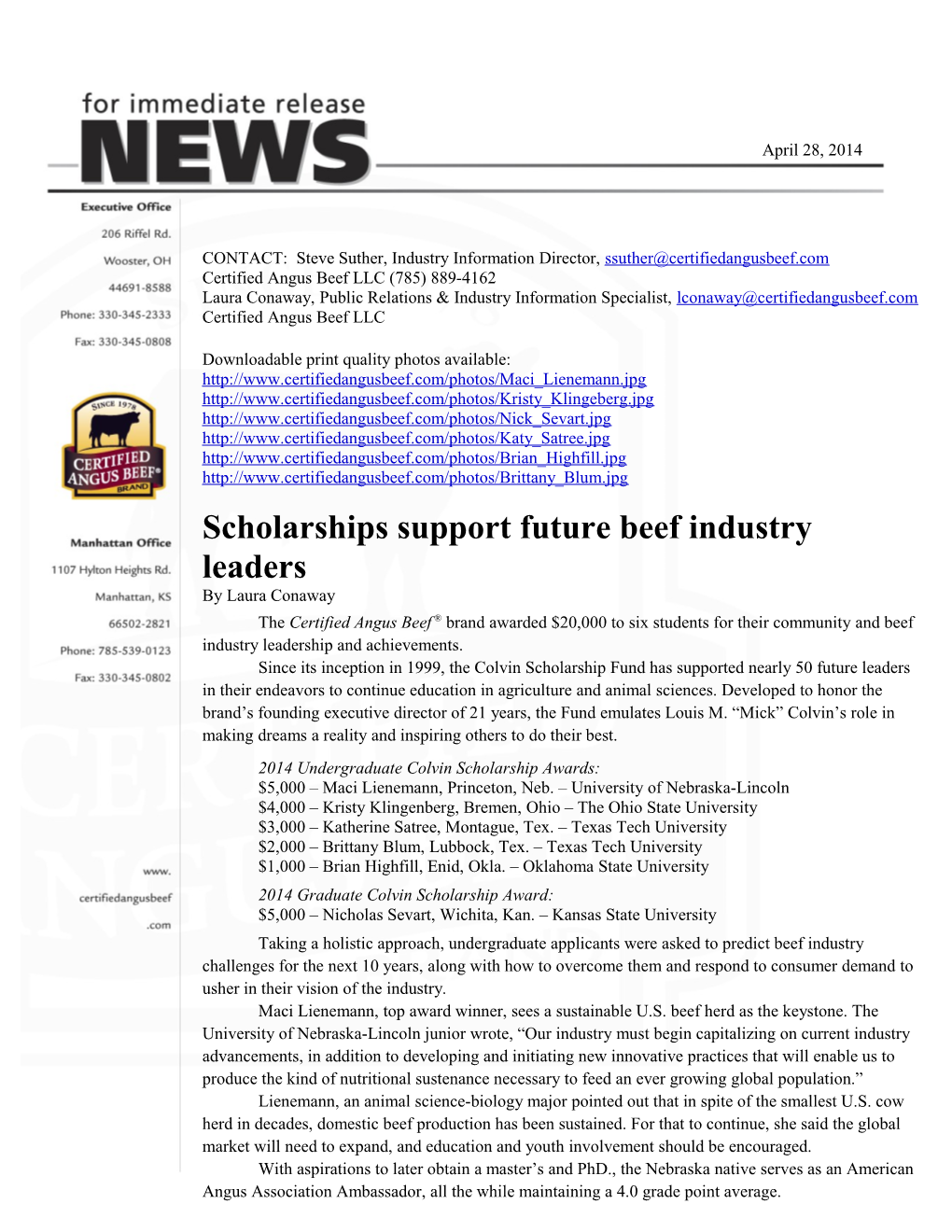 Scholarships Support Future Beef Industry Leaders