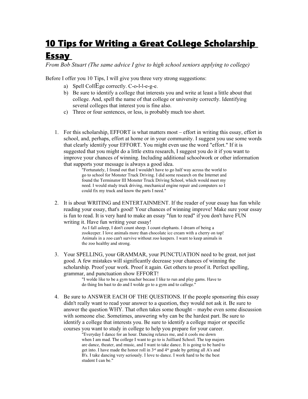 10 Tips for Writing a Great College & Scholarship Essay