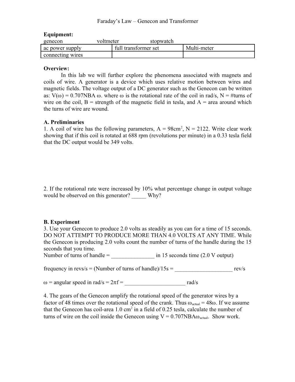 Faraday S Law and the Genecon