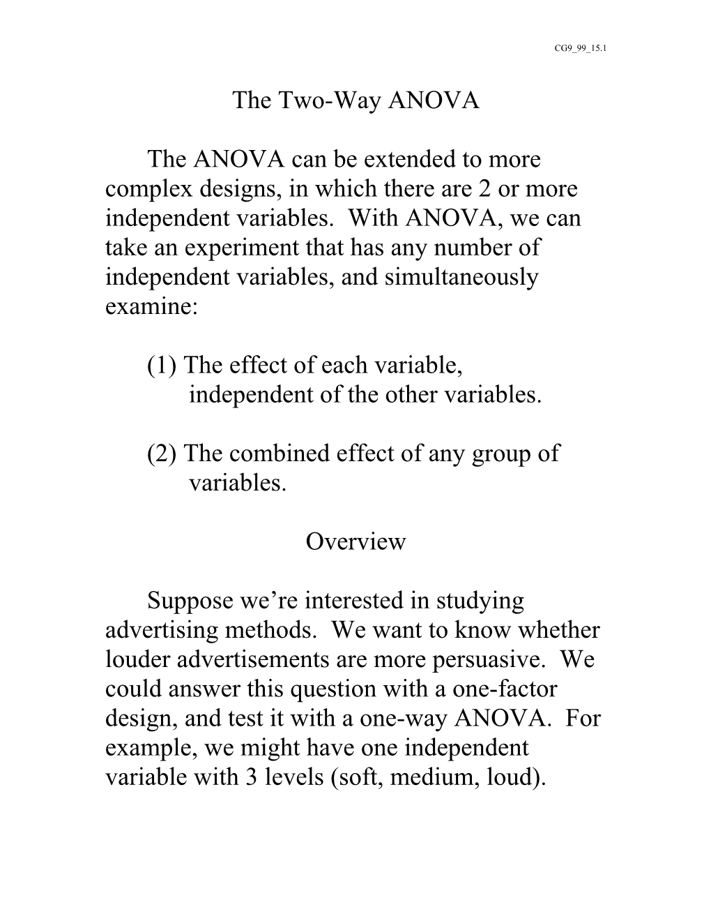 The Two-Way ANOVA