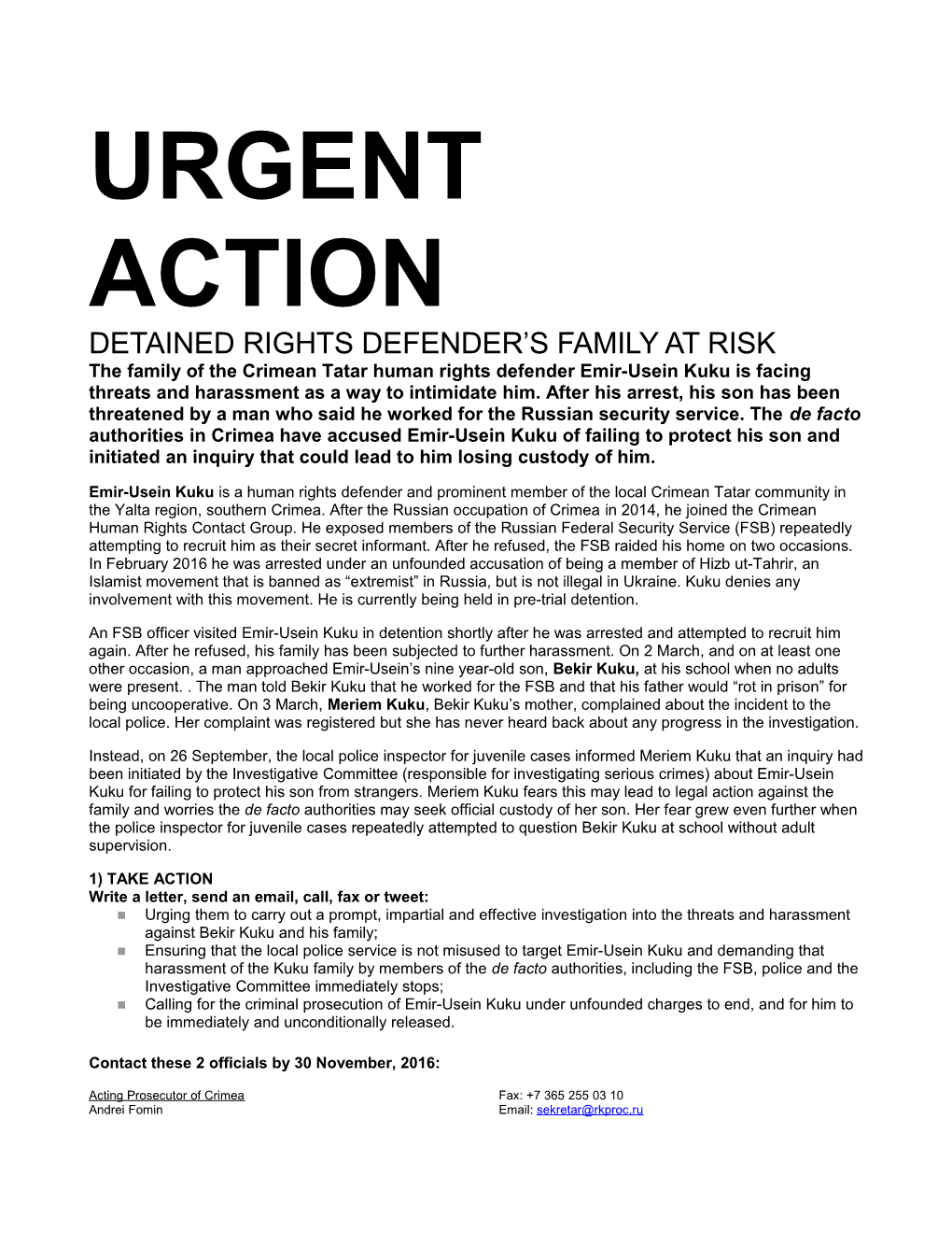 DETAINED Rightsdefender S Family at Risk
