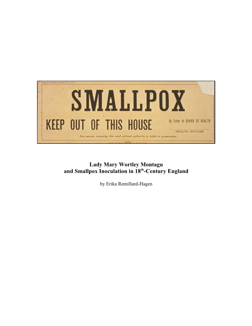And Smallpox Inoculation in 18Th-Century England