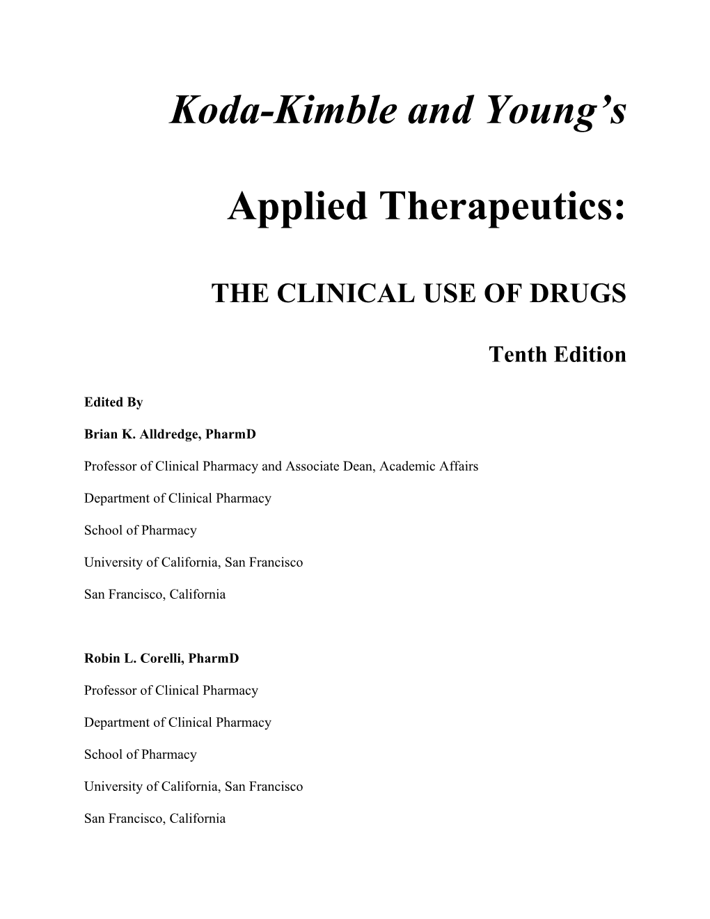 Koda-Kimble and Young S Applied Therapeutics