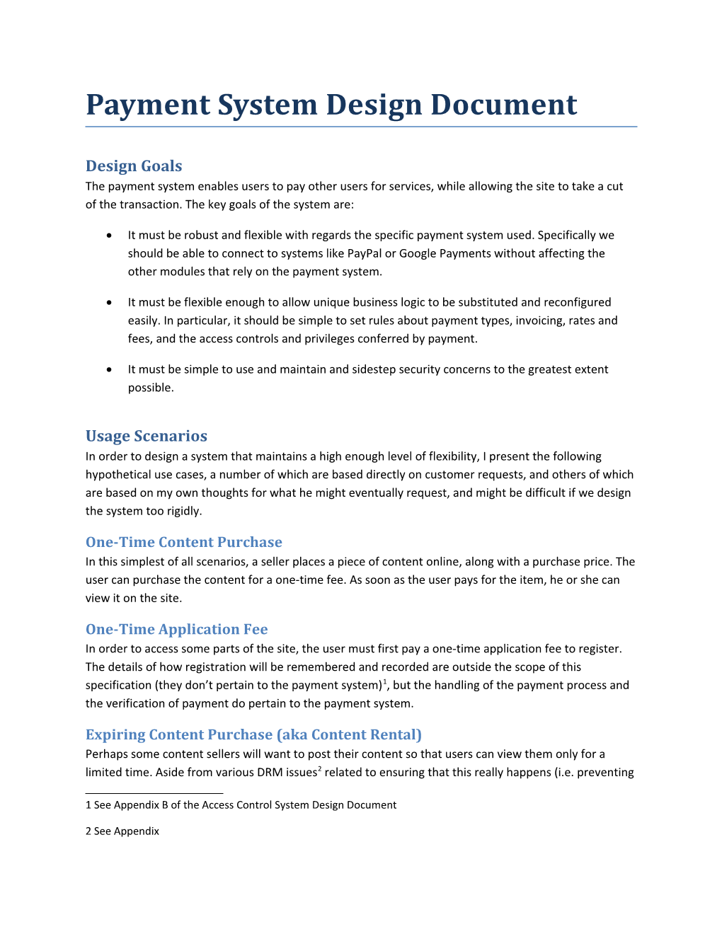 Payment System Design Document
