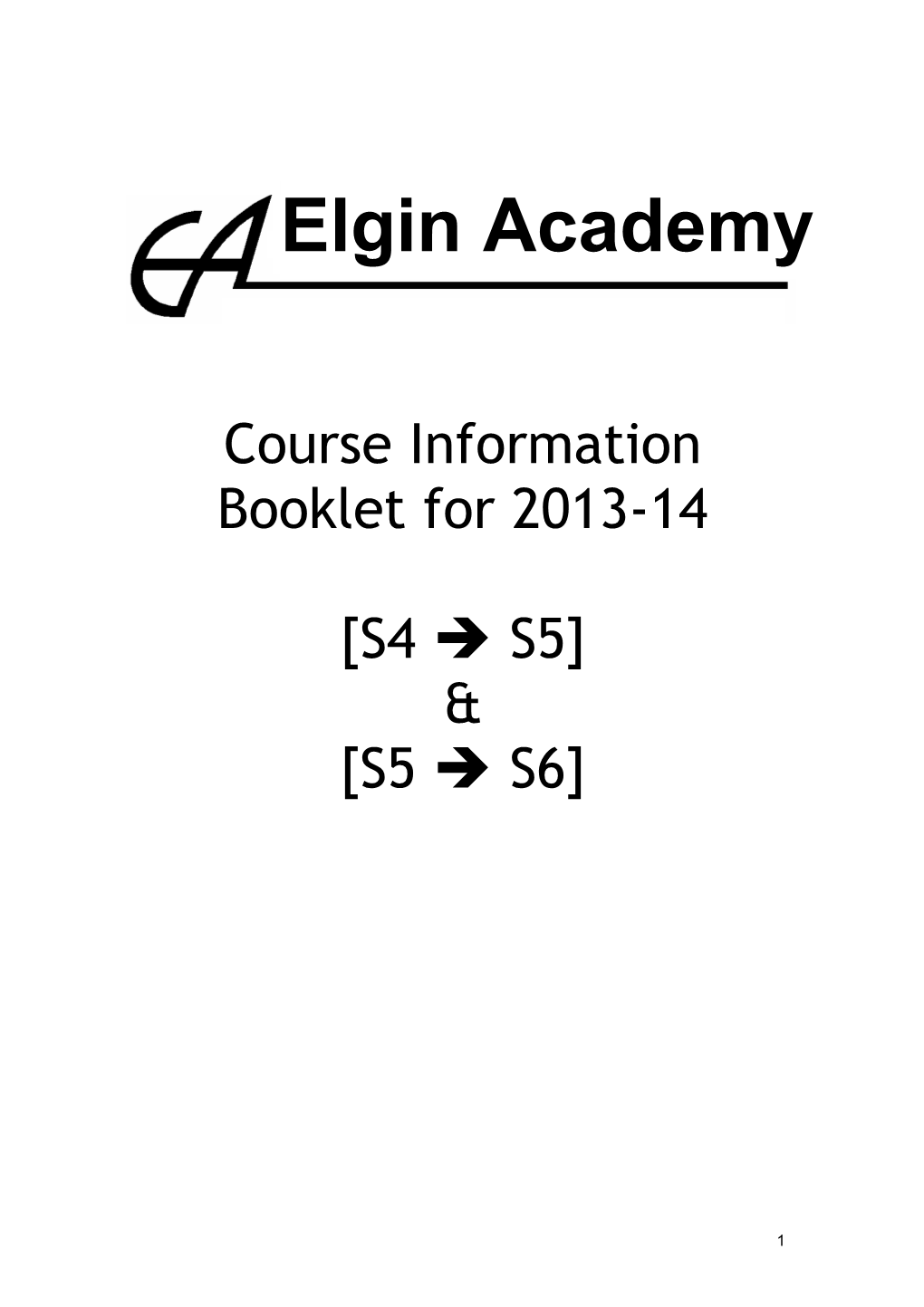 Course Information Booklet for 2013-14