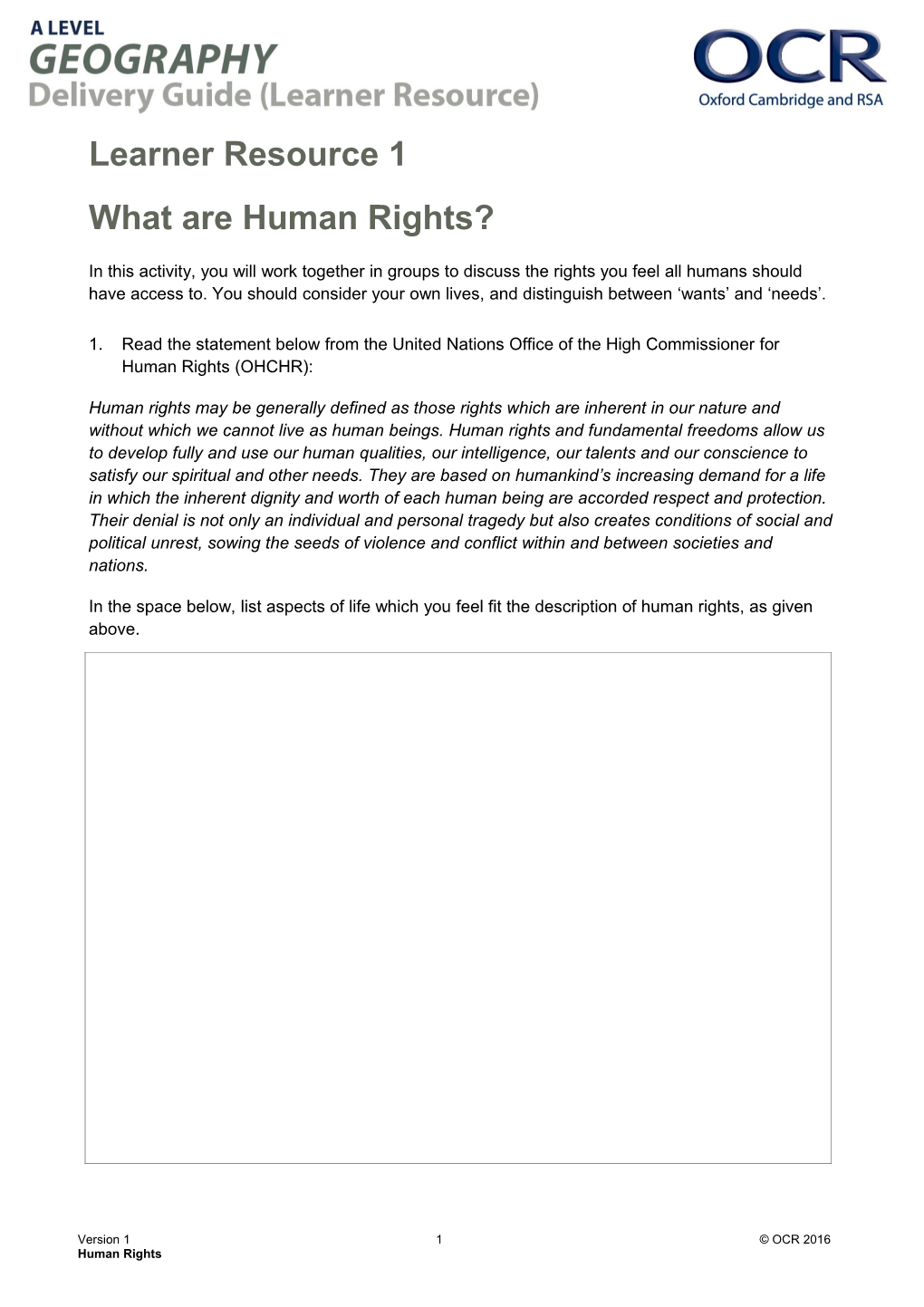 OCR a Level Geography Human Rights Learner Resource 1