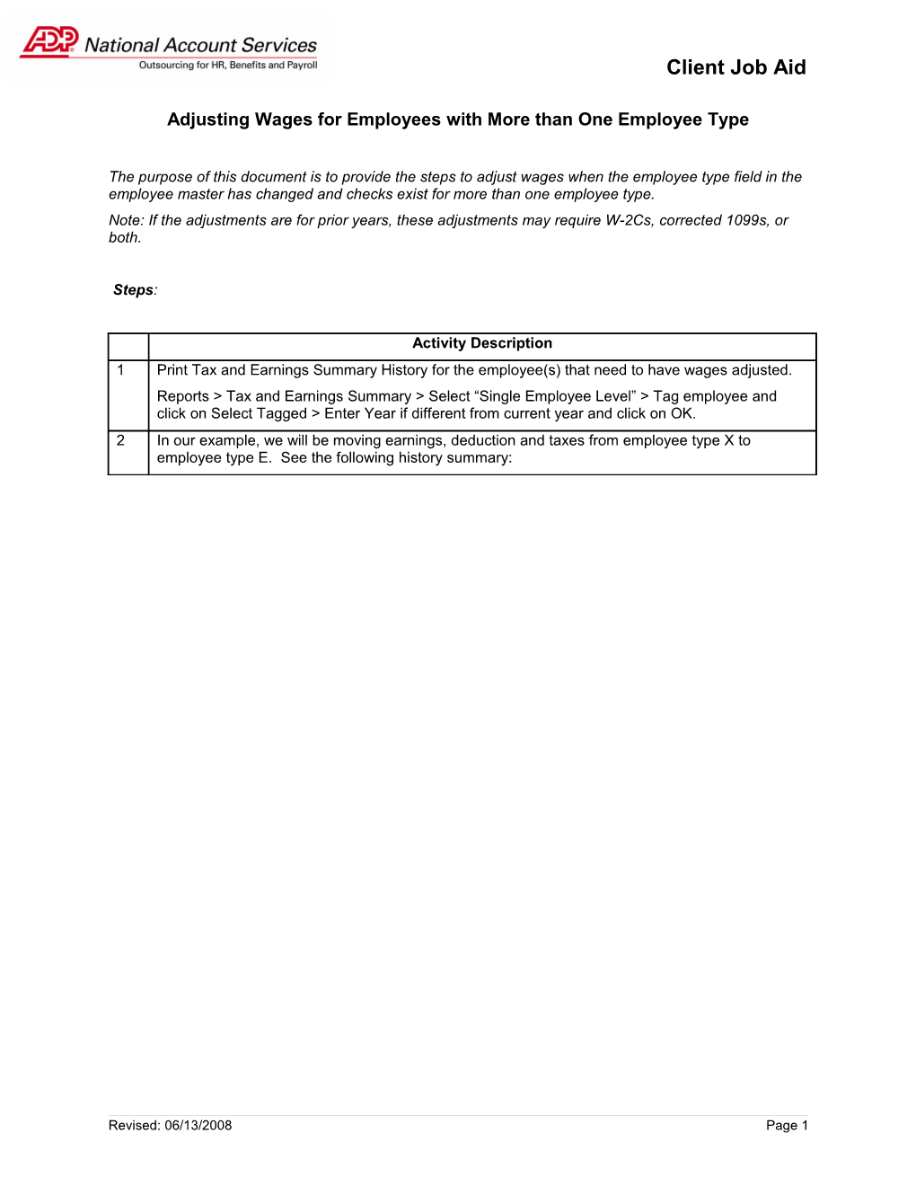 Adjusting Wages for Employees with More Than One Employee Type