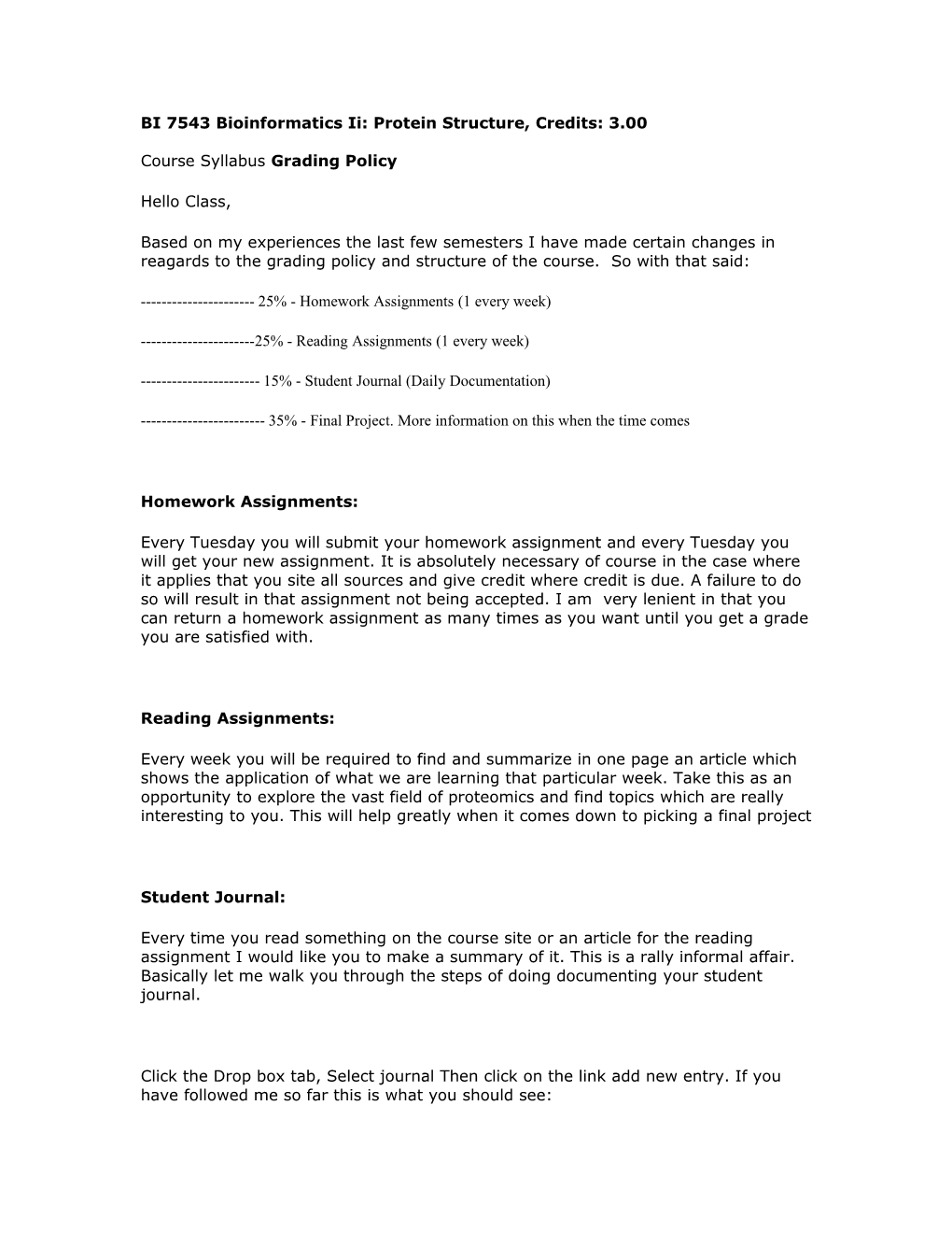 Course Syllabus Grading Policy