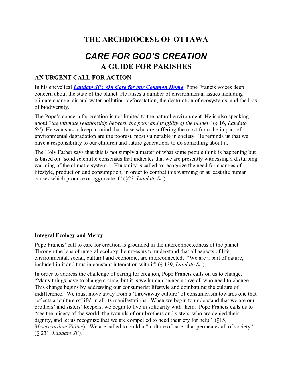 Care for God Screation