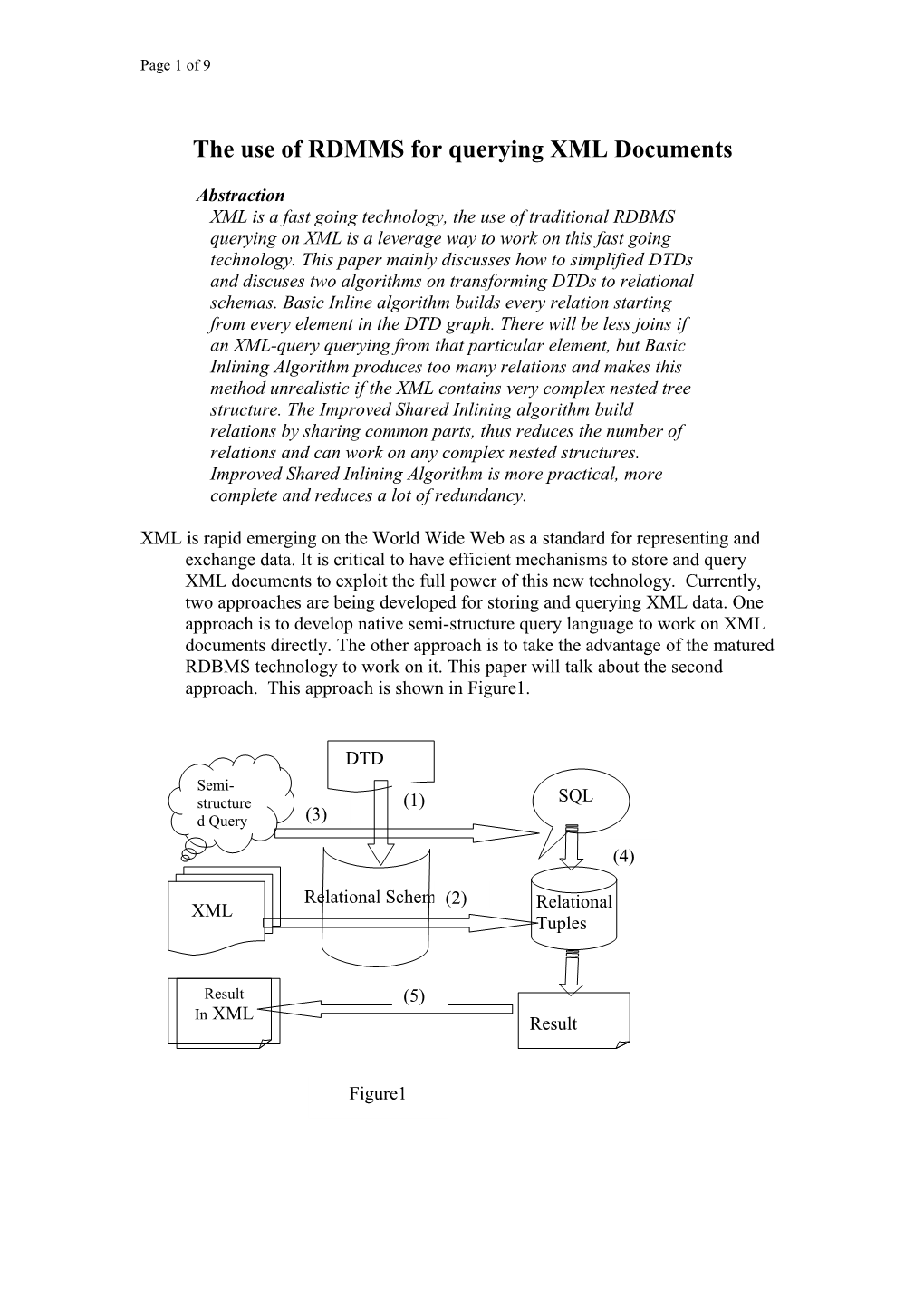 The Use of RDMMS for Querying XML Documents