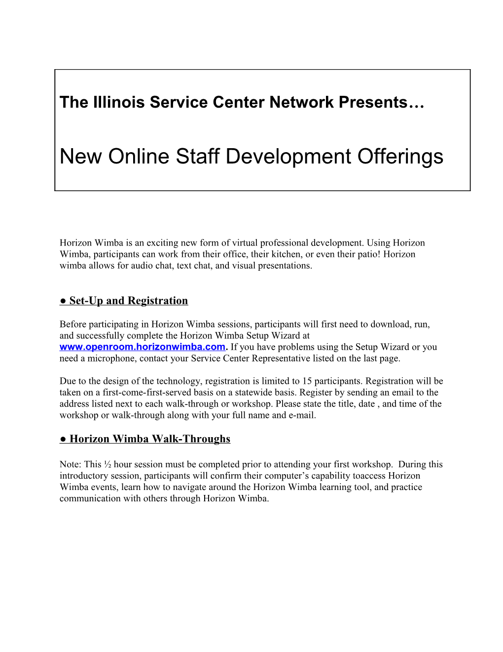 The Illinois Service Center Network Presents