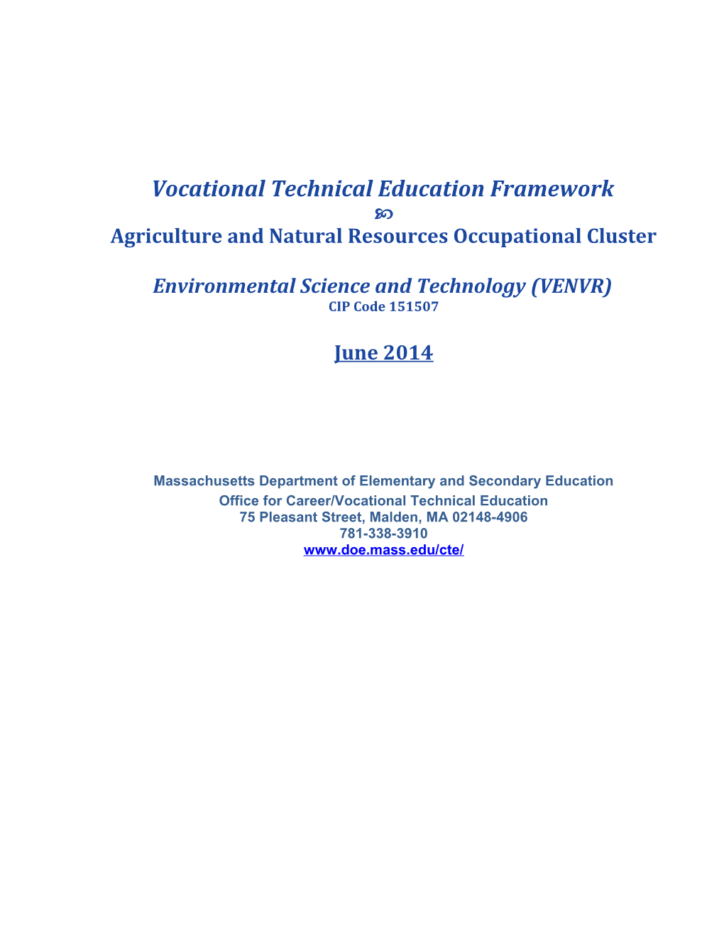 VTE Framework: Environmental Science and Technology