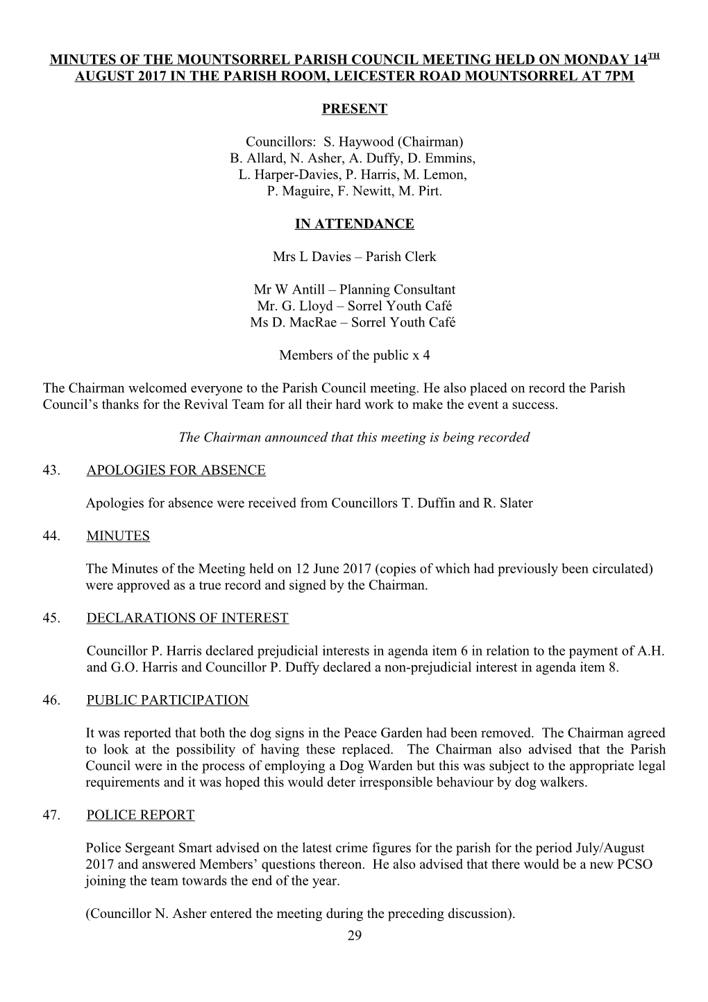 MINUTES of the MOUNTSORREL PARISH COUNCIL MEETING HELD on MONDAY 11Th MAY 2009 in the PARISH