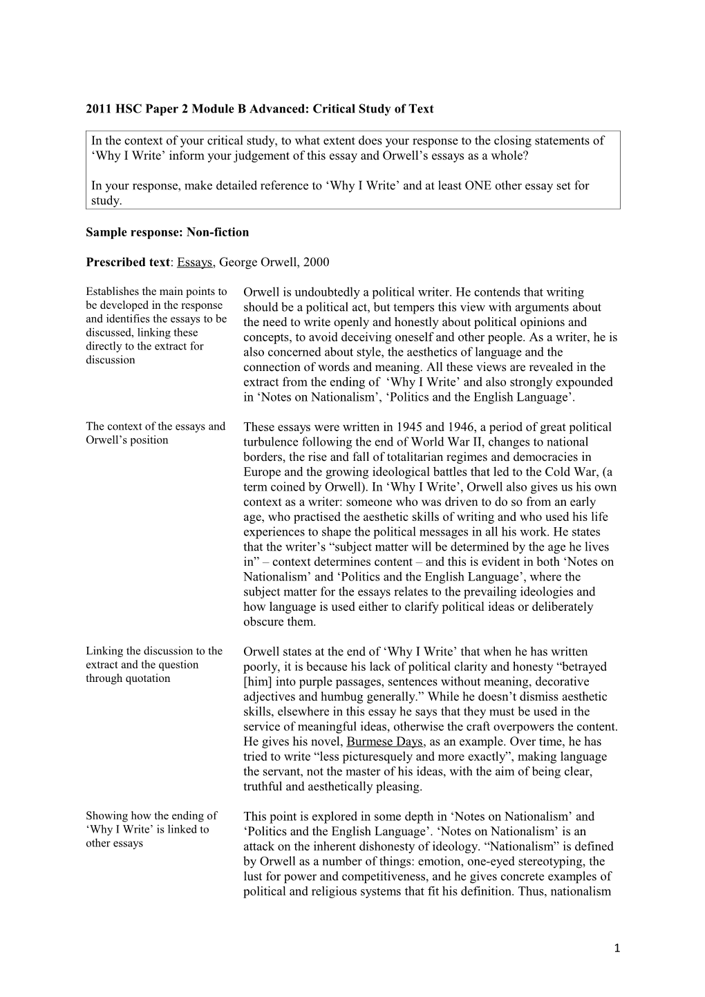 2011 HSC Paper 2 Module B Advanced: Critical Study of Text