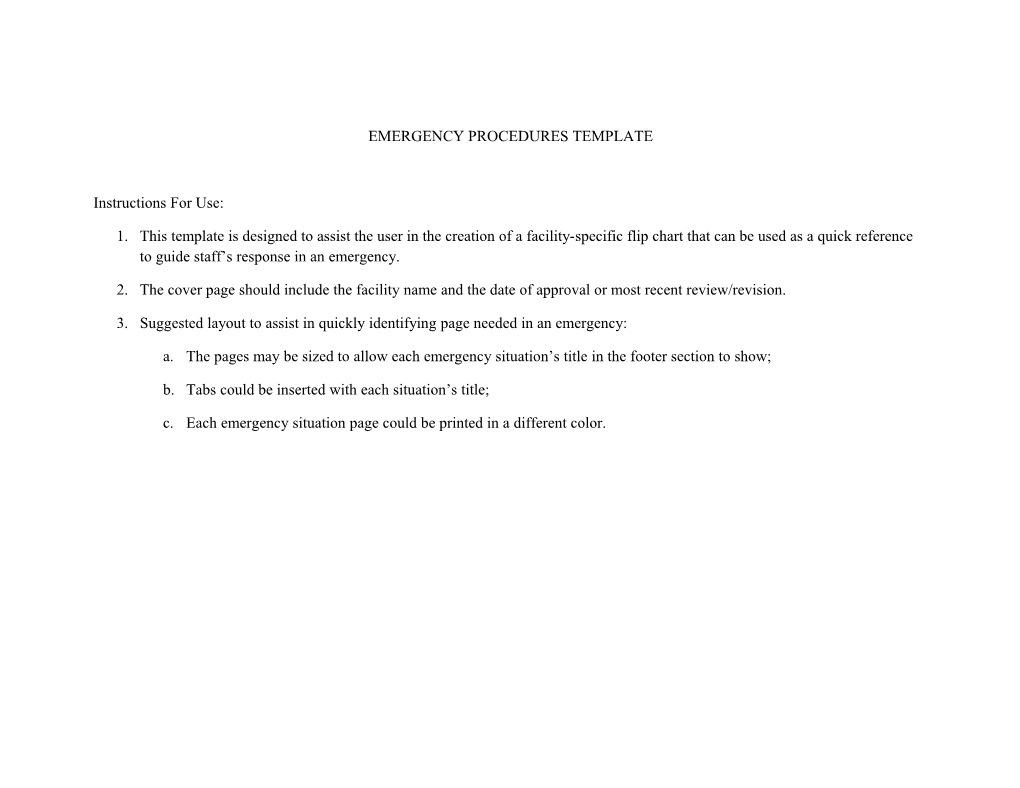 Emergency Procedures Template