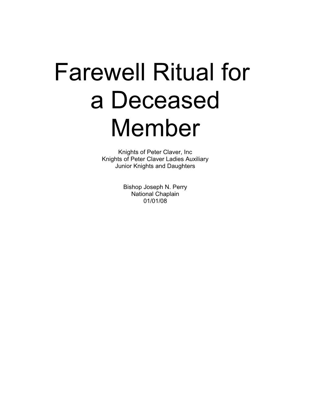 Draft Funeral Ritual