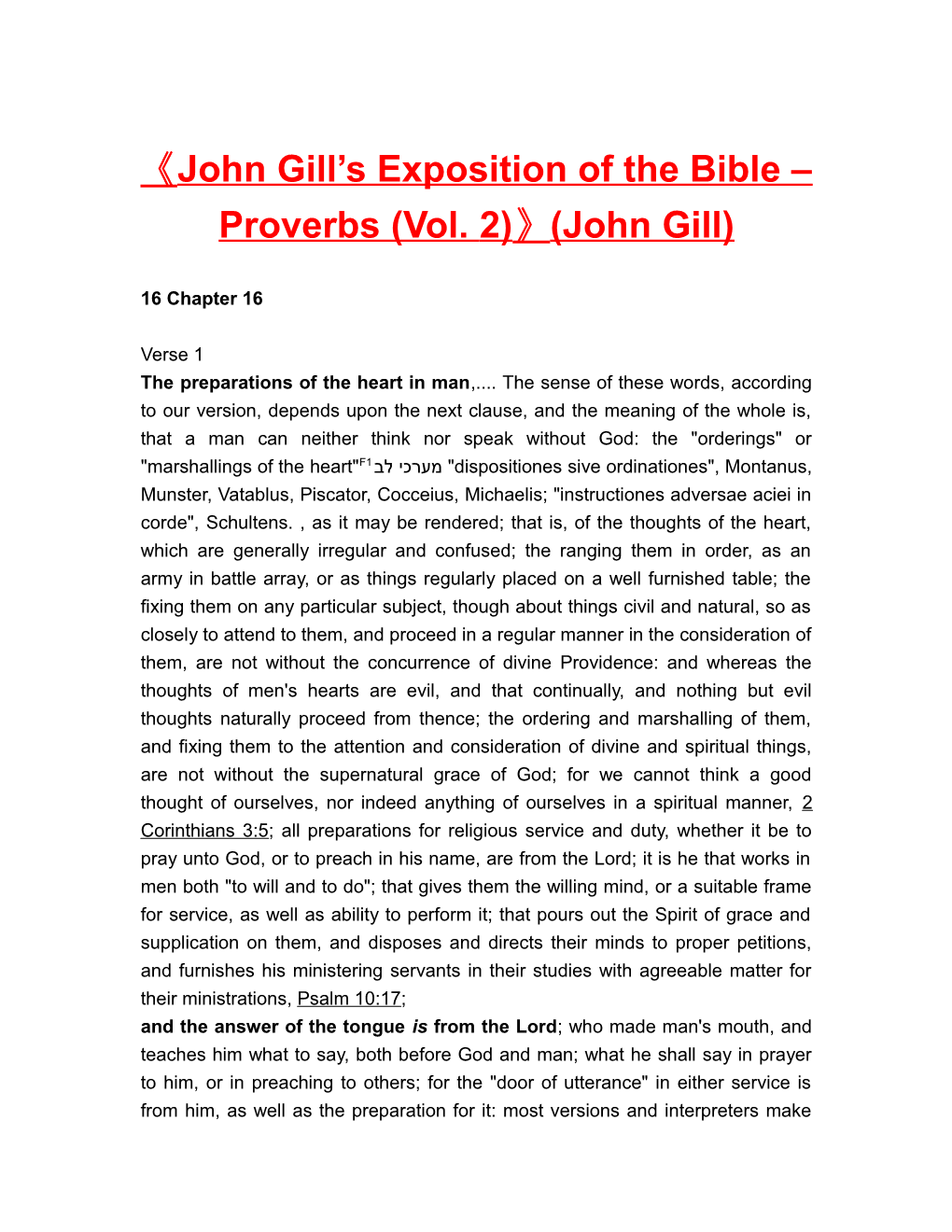 John Gill S Exposition of the Bible Proverbs (Vol. 2) (John Gill)