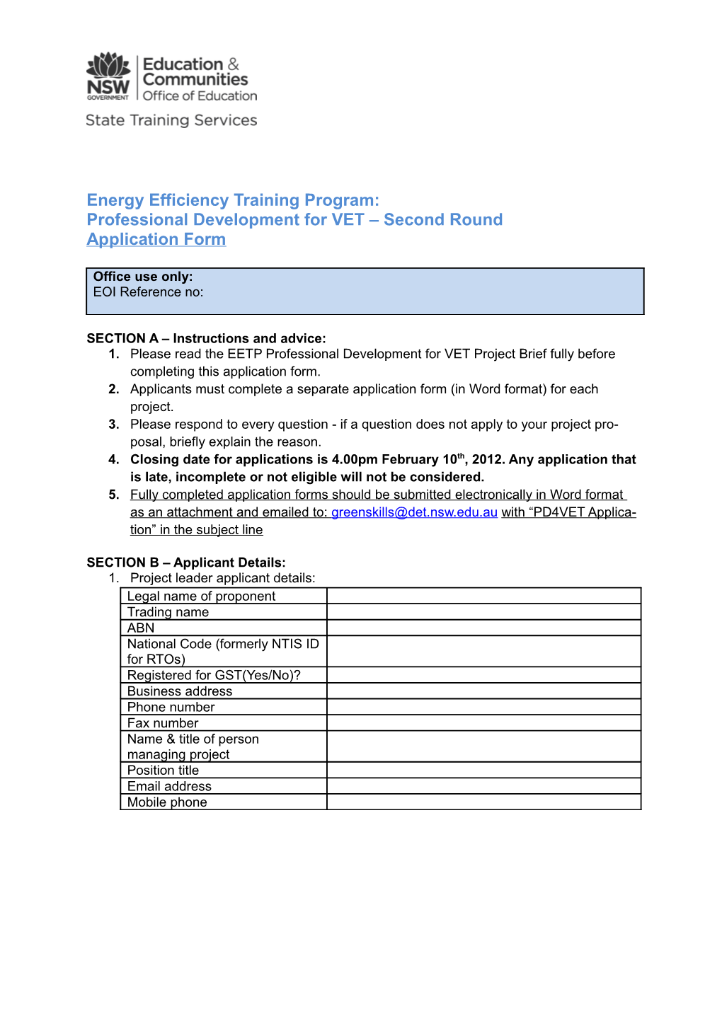 Energy Efficiency Training Program