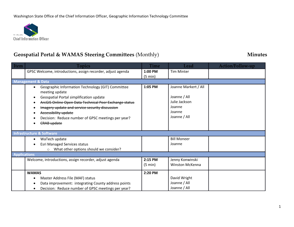 Geospatial Portal& WAMAS Steering Committees(Monthly) Minutes