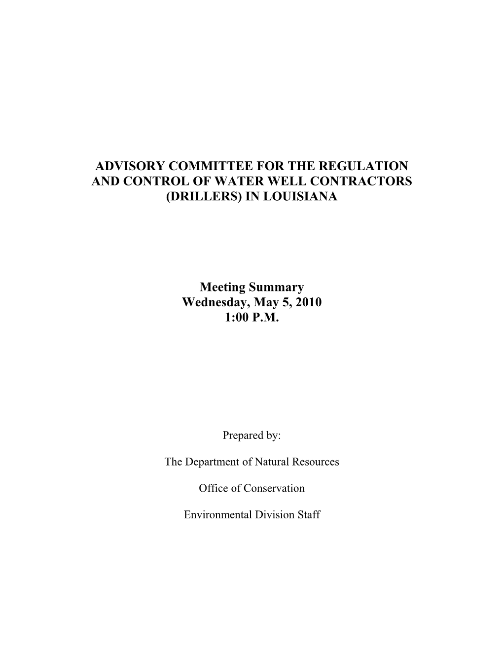 Advisory Committee for the Regulation
