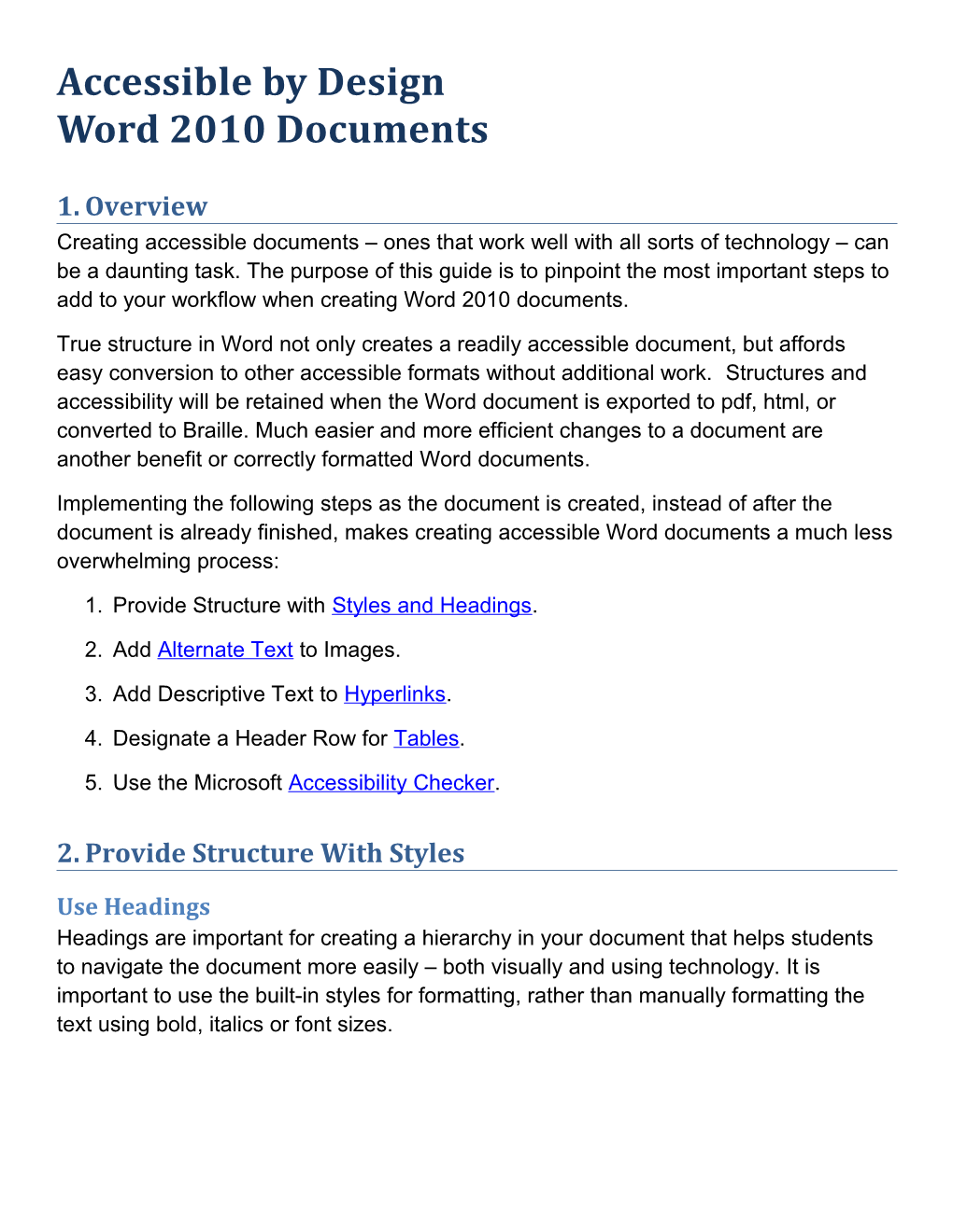 Accessible by Design Word 2010 Documents