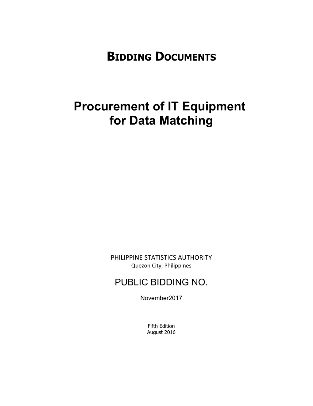 Procurement of IT Equipment for Data Matching