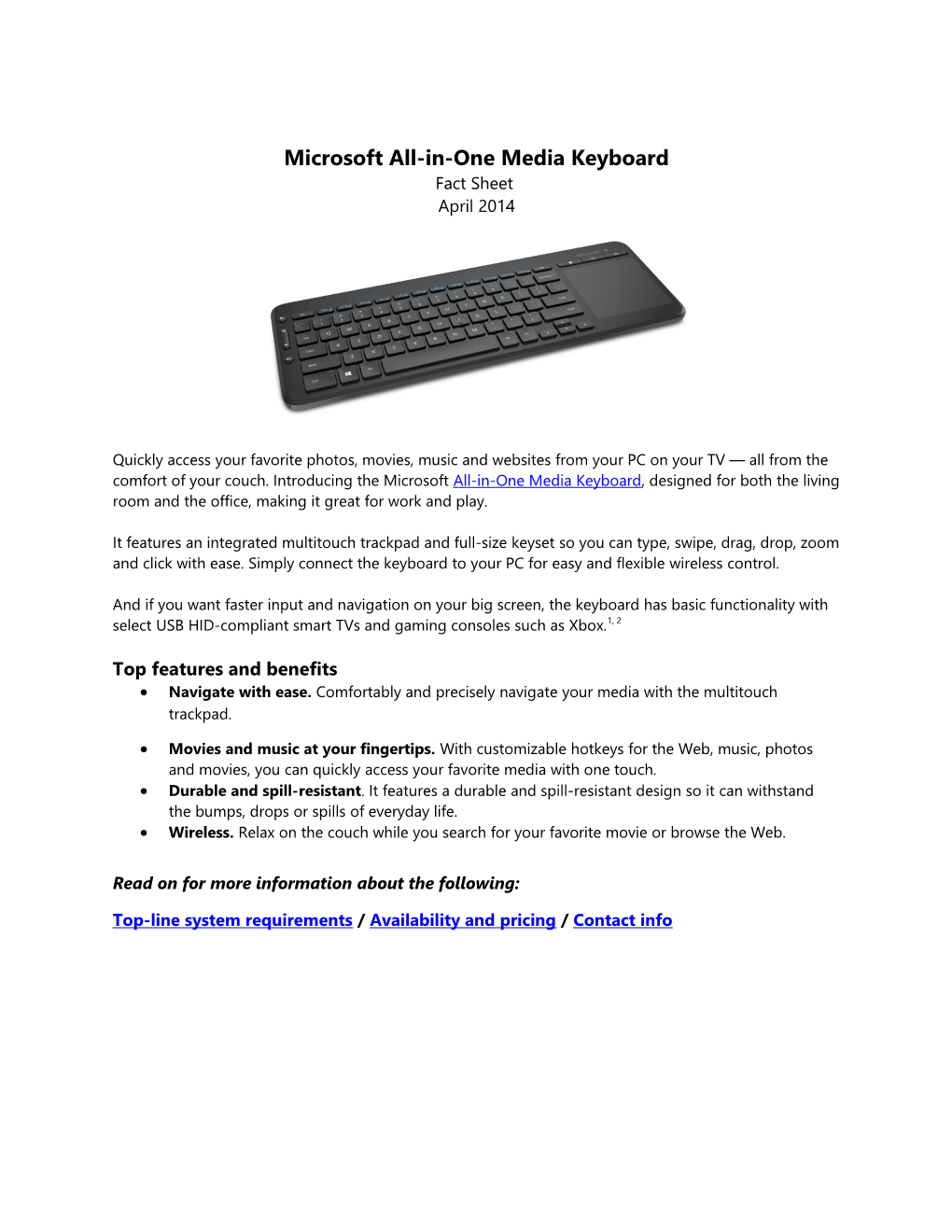 Microsoft All-In-One Media Keyboard