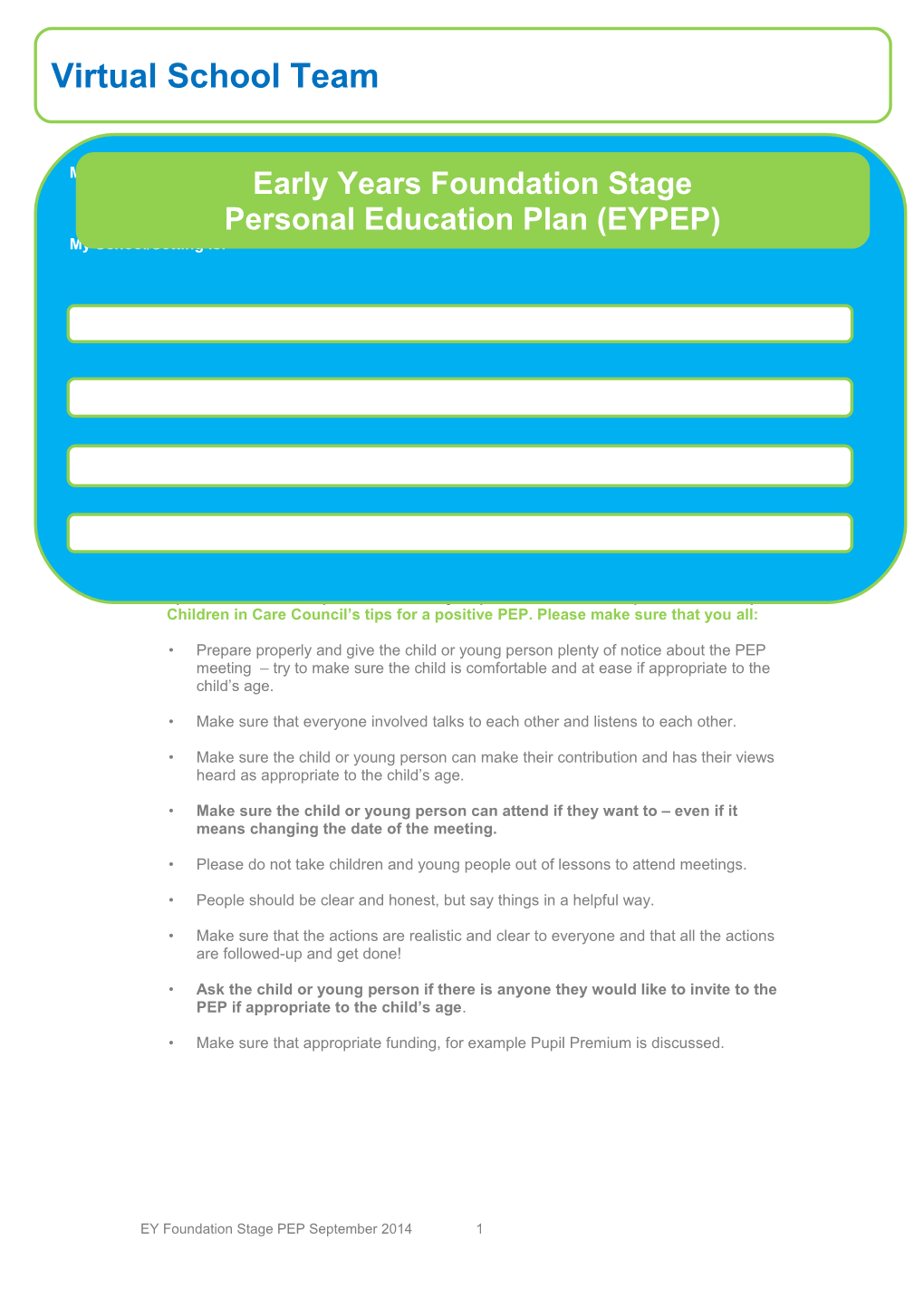 The Personal Education Plan Is a Statutory Requirement and a Vital Part of the Care Plan