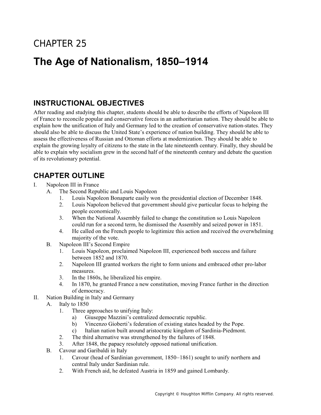 Chapter 25: the Age of Nationalism, 1850 1914 1