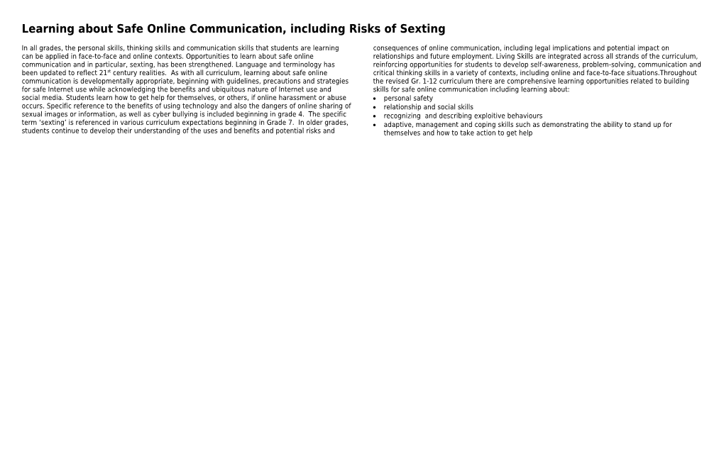 Learning About Safe Online Communication