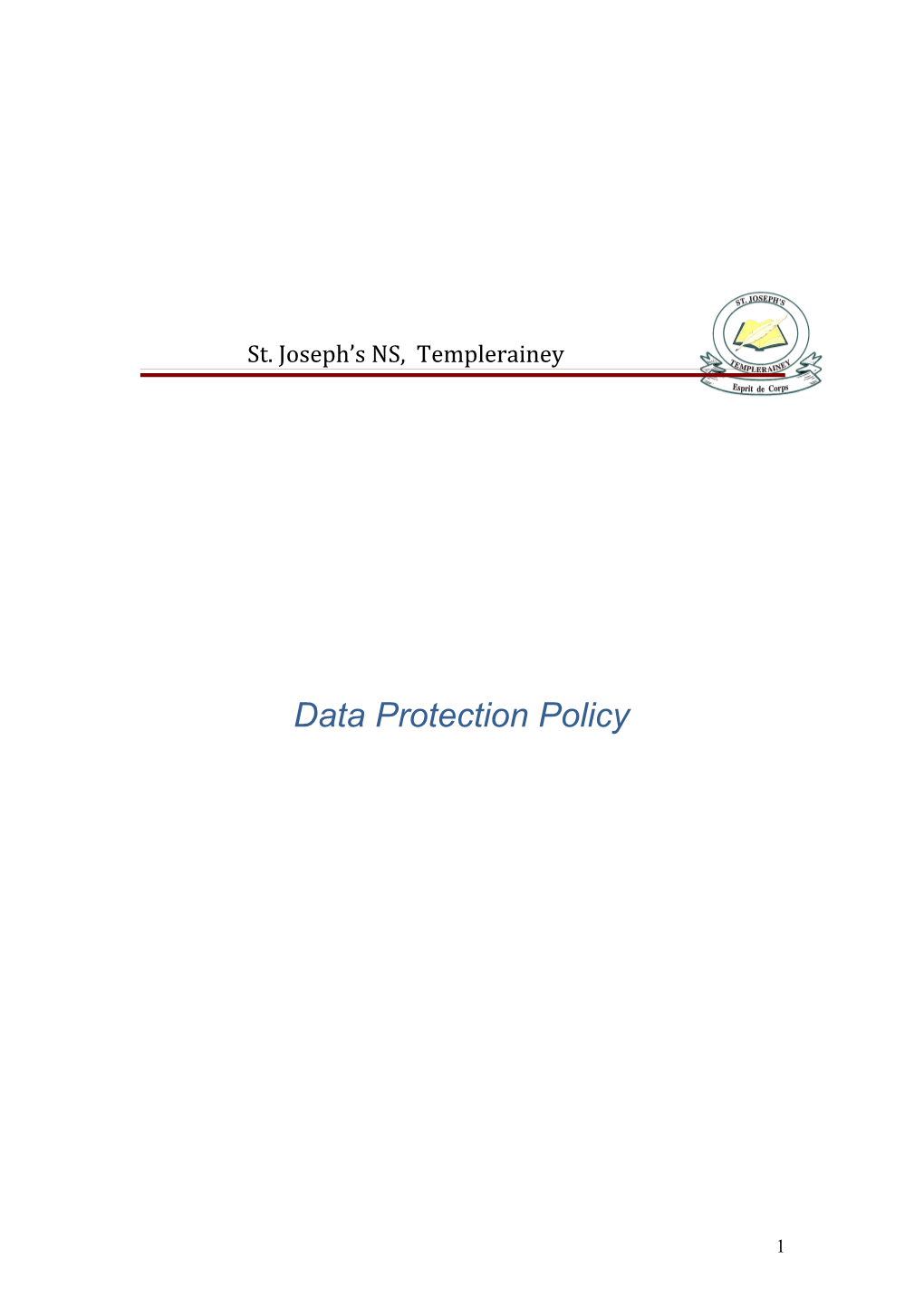 Data Protection Policy of St. Joseph S NS, Templerainey