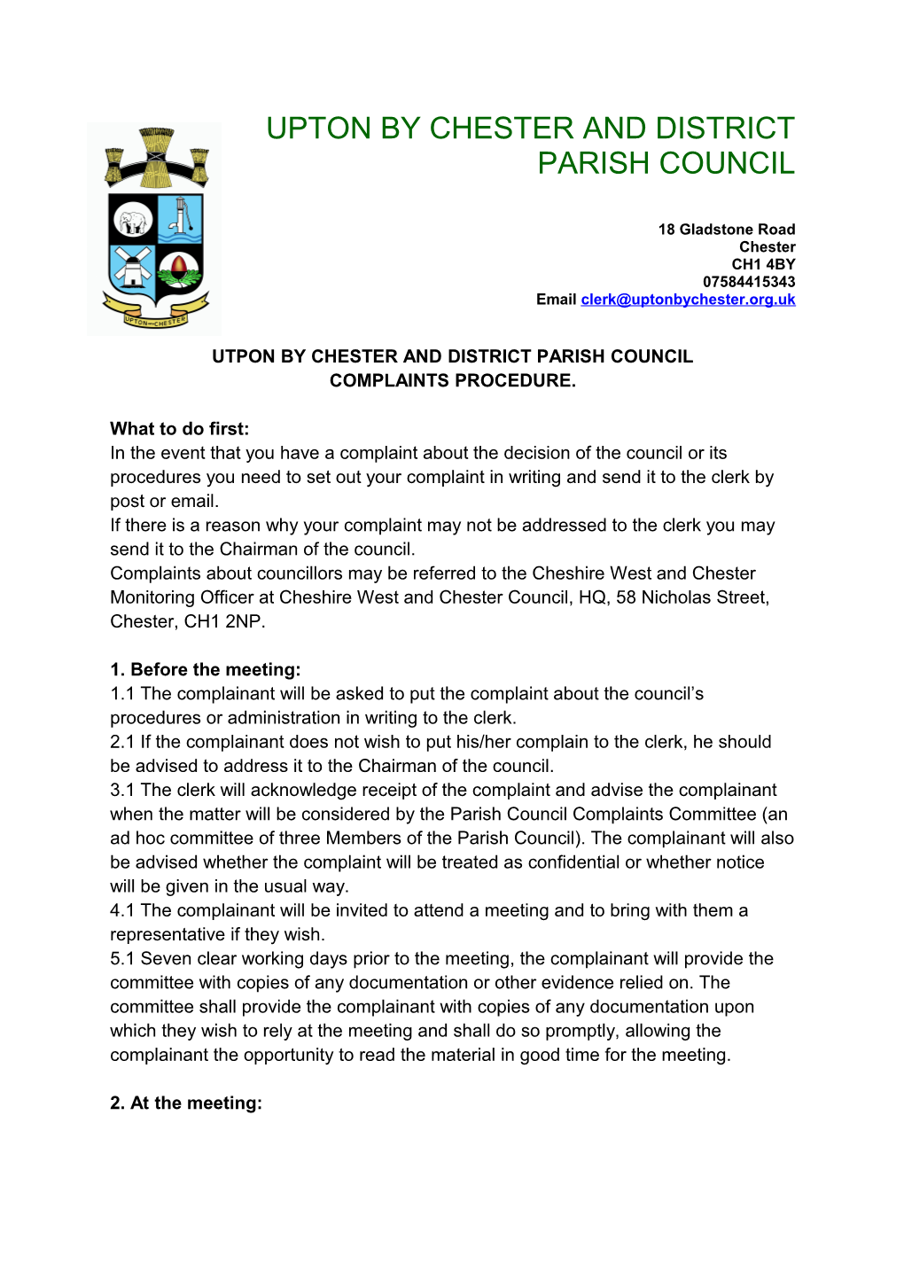 Utpon by Chester and District Parish Council