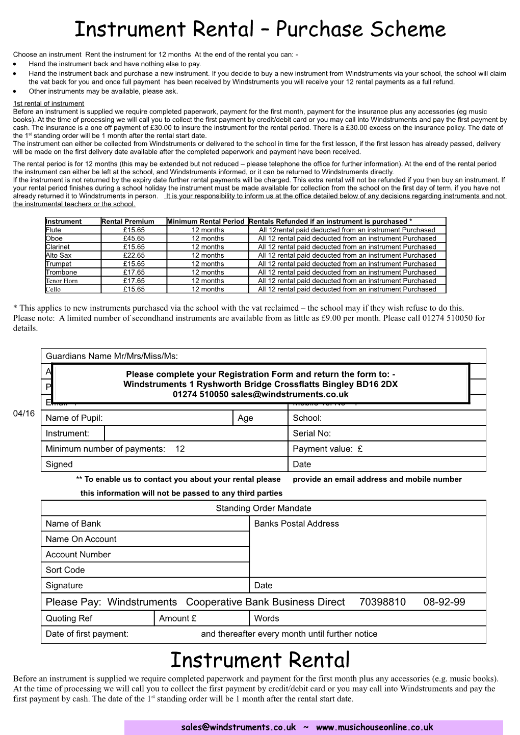 Instrument Rental Purchase Scheme