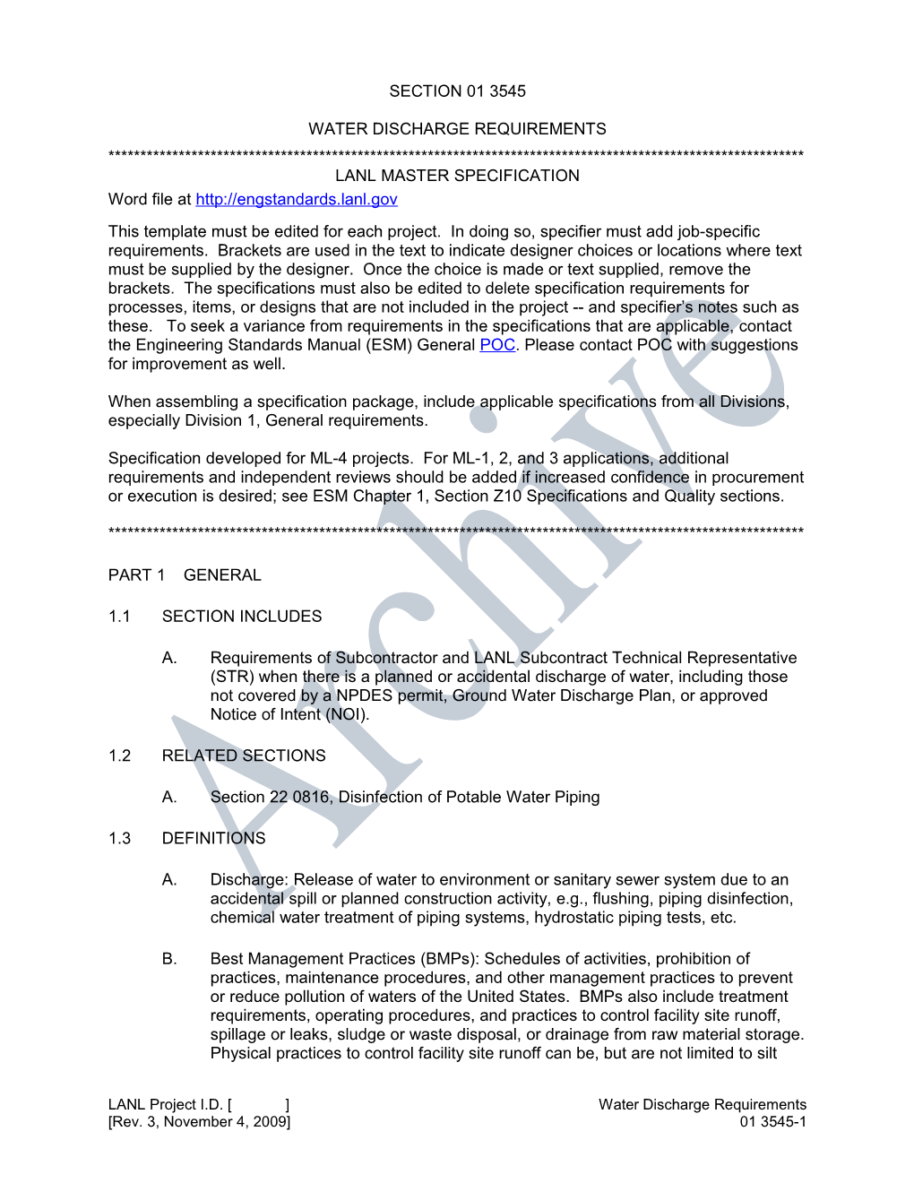 Water Discharge Requirements