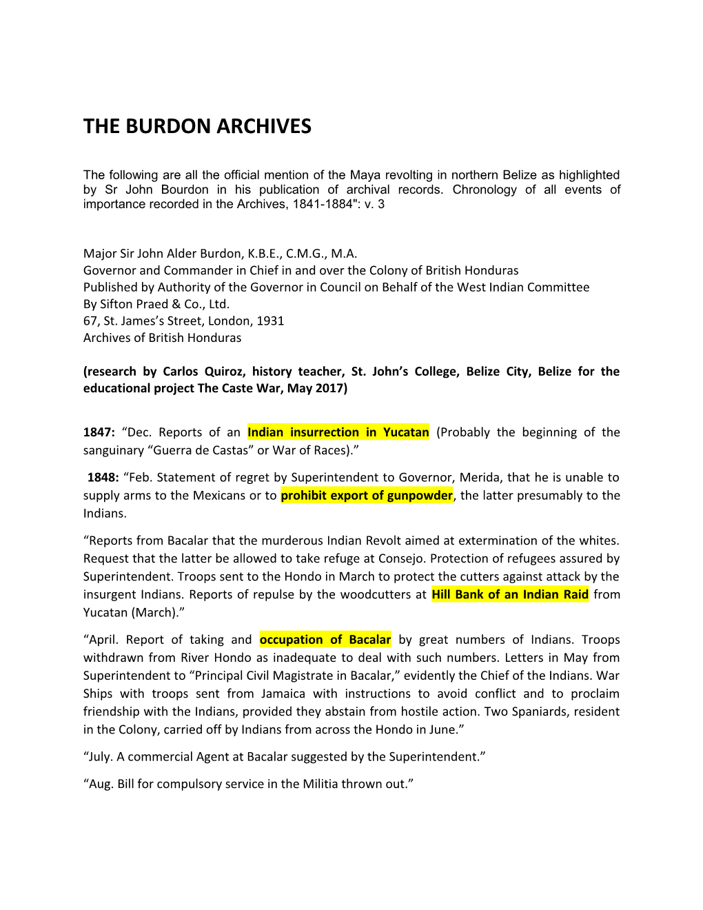 The Burdon Archives