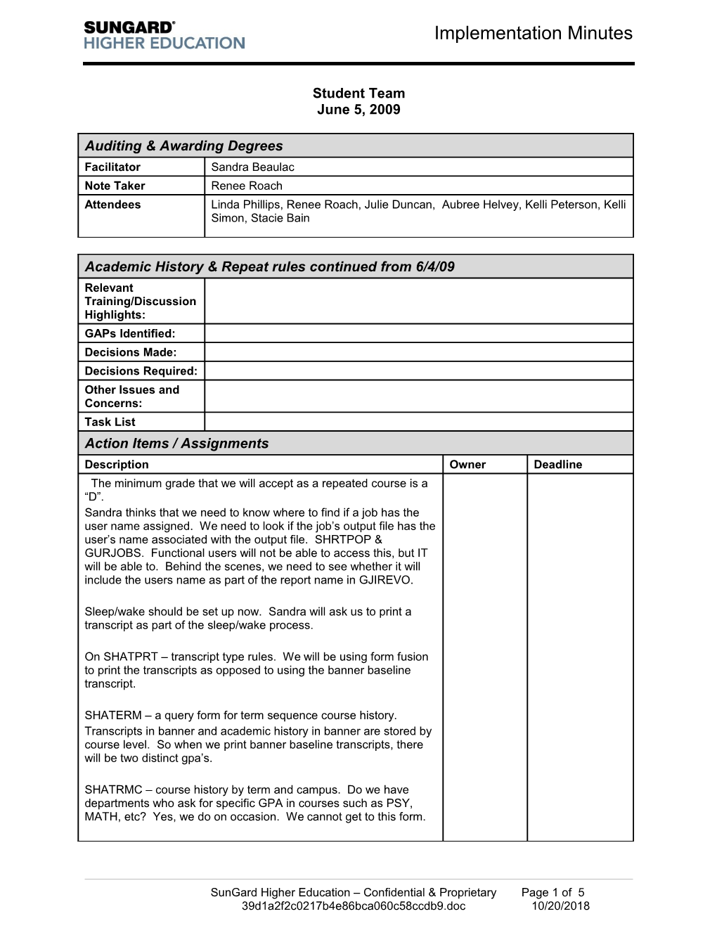 Academic History & Repeat Rules Continued from 6/4/09