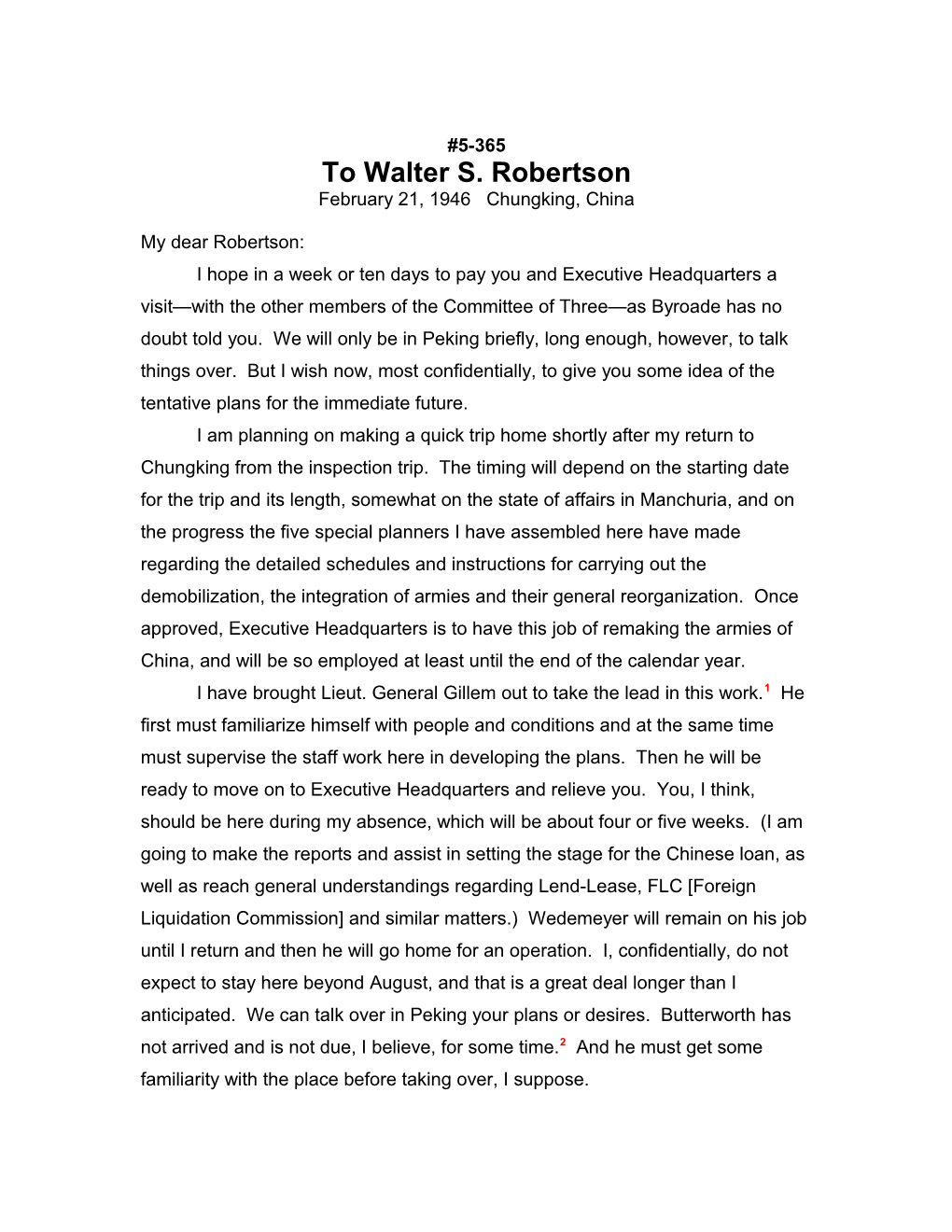 To Walter S. Robertson